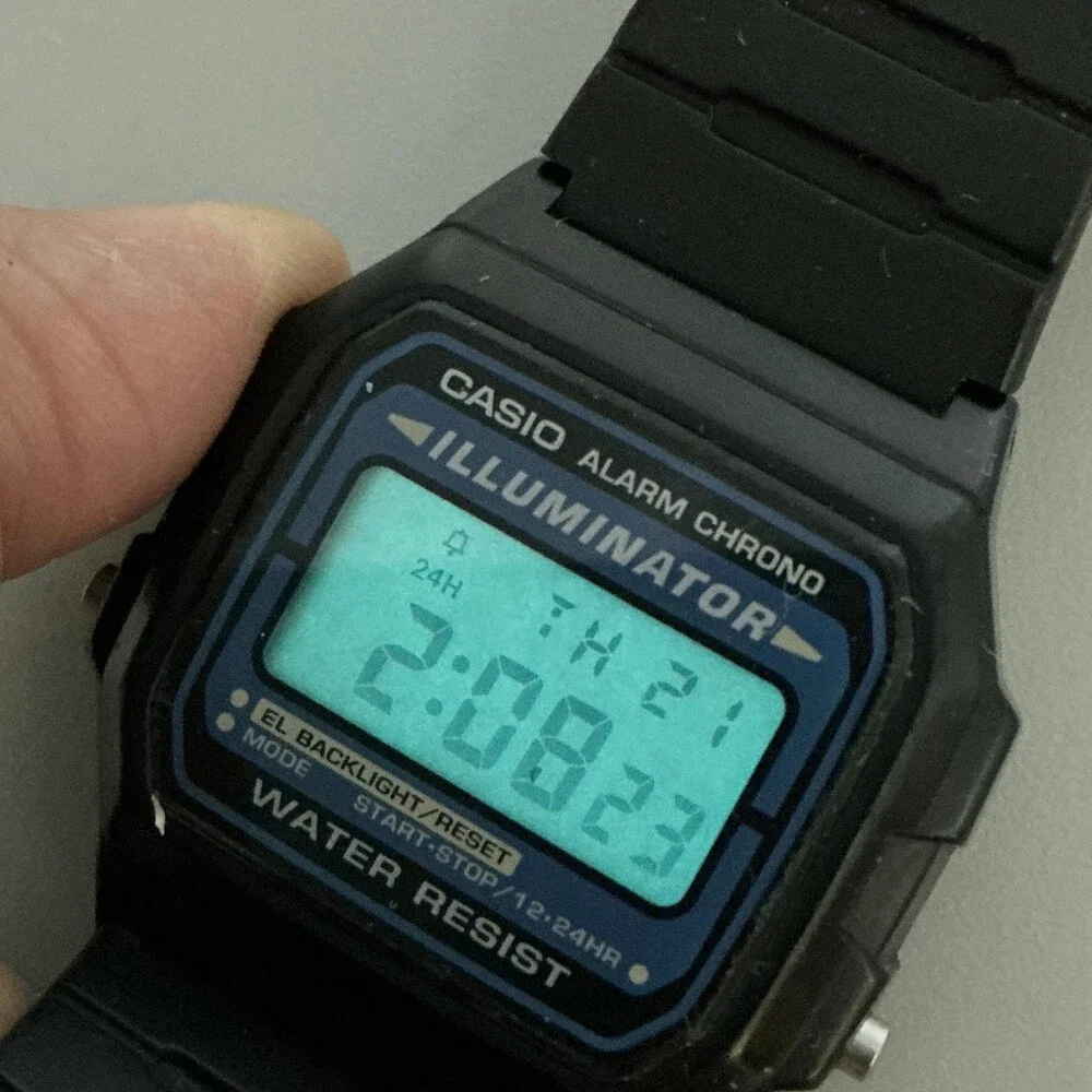 Casio 3298 F-105 Mens Watch 35mm Digital Black Illuminator Alarm Chrono 3298